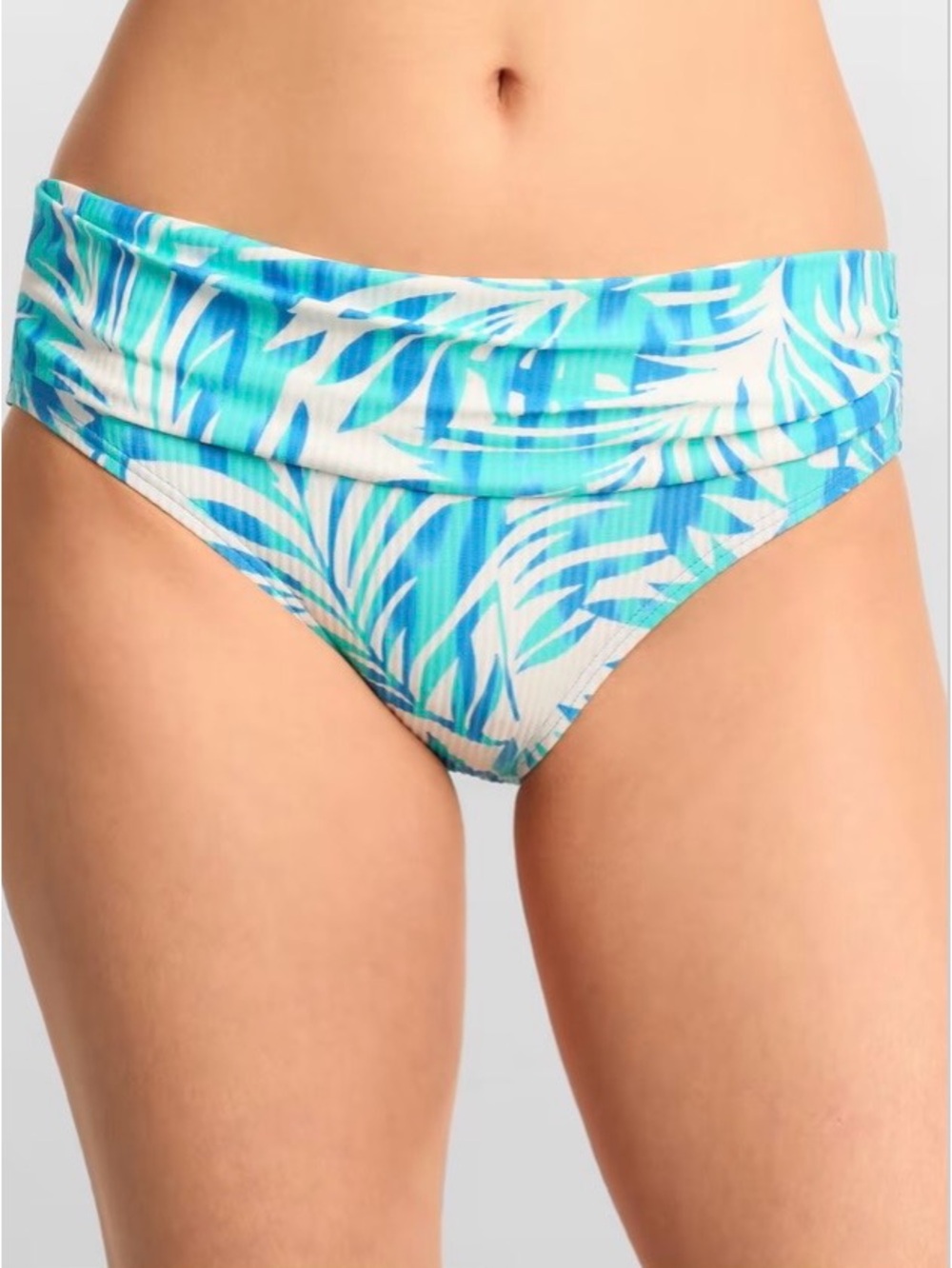 SUNSETS UNFORGETTABLE Blue Tropical Fold-Over Bikini Bottom - Women Swim NWOT